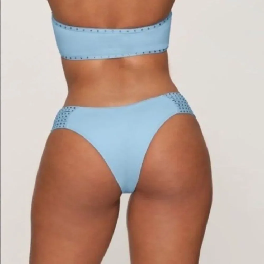 SKIMS Rhinestone Strappy Bikini Bottom 3X Blue NWT Sparkle Swim